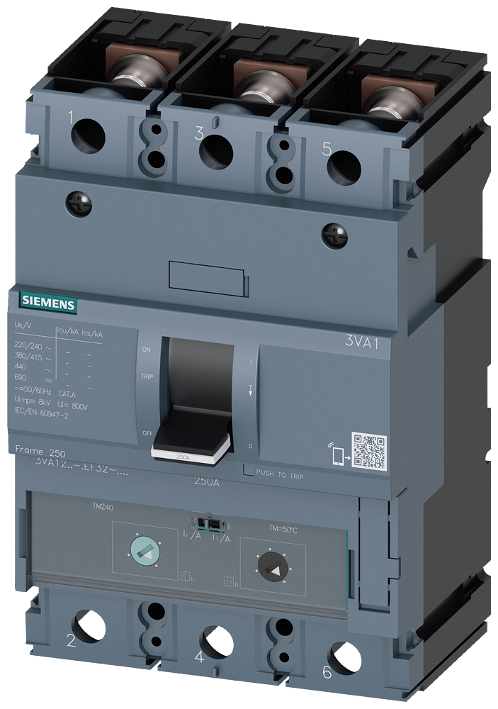 3VA1216-5EF32-0AA0 Interruptor automático 3VA1 IEC, Frame 250, clase de poder de corte M, Icu = 55 