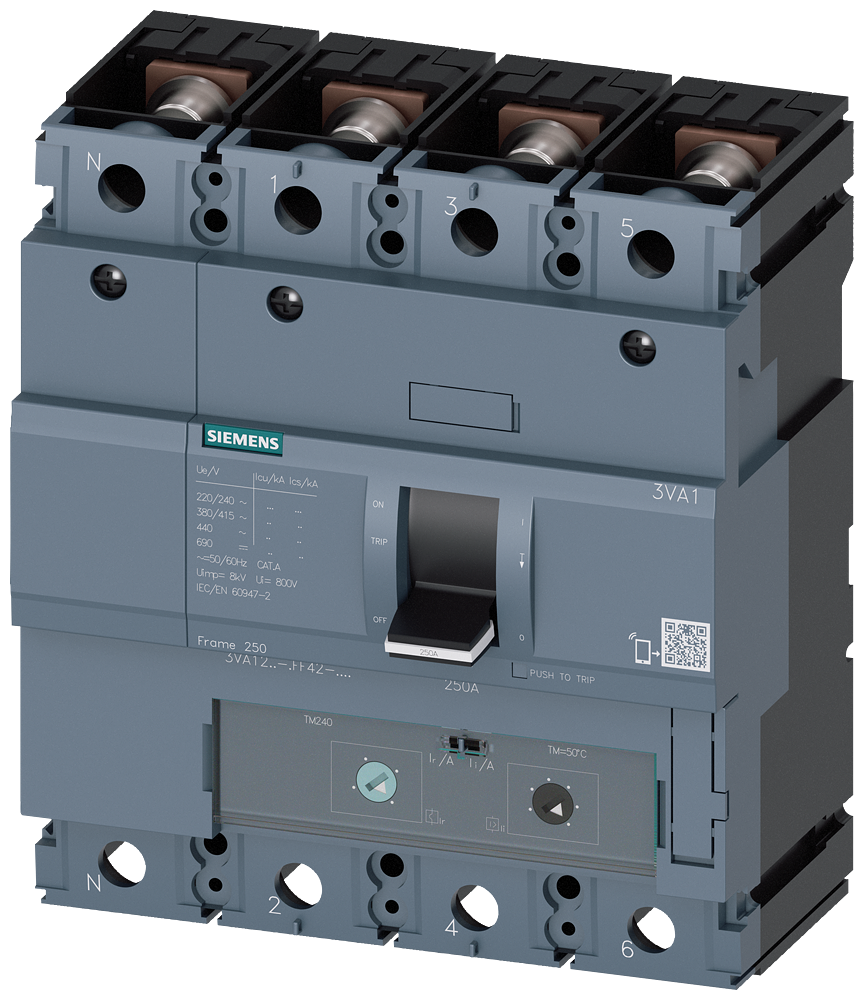 3VA1220-5FF42-0AA0 Interruptor automático 3VA1 IEC, Frame 250, clase de poder de corte M, Icu = 55 