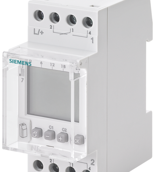 7LF4522-2 Interruptor horario semanal Profi, digital, 24 V, 16 A, 2 canales, 2 mód.