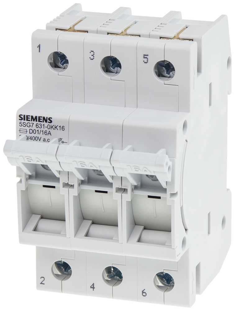 5SG7631-0KK06 MINIZED, interruptor-seccionador-fusible, D01, 3 polos, In: 6 A, Un AC: 400 V