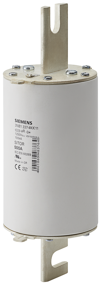 3NB1345-4KK11 Cartucho fusible SITOR, con contactos de cuchilla ranurados, NH3L, In: 800 A, aR