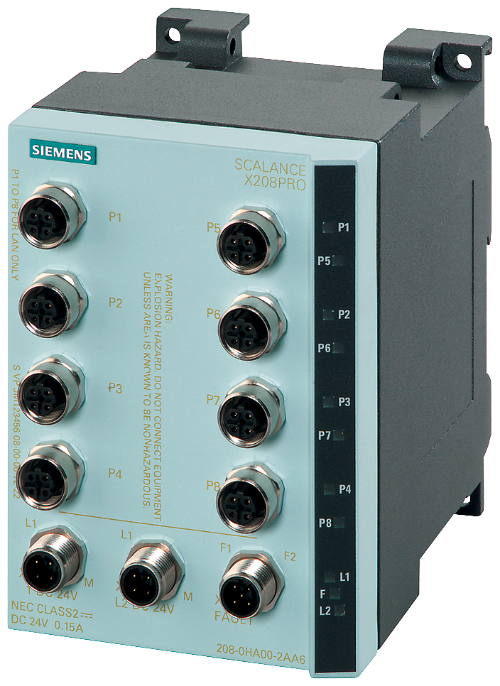 6GK5208-0HA10-2AA6 X208PRO SWITCH managed 8xM12 10/100Mbits IP65/67