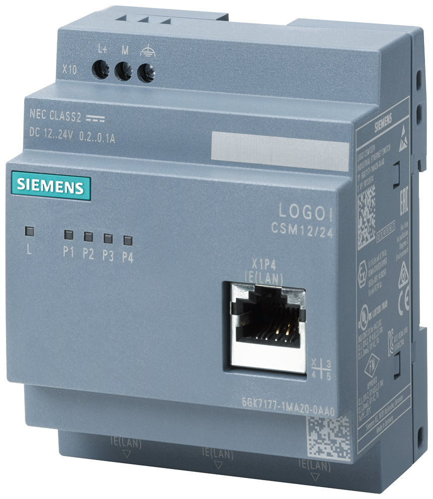 6GK7177-1MA20-0AA0 CSM12/24 Compact switch 4xRJ45 12/24VDC LOGO!