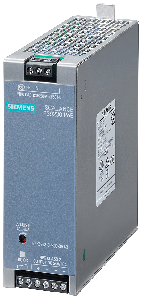 6GK5923-0PS00-3AA2 Fte. alimentación SCALANCE PS9230 PoE, 120/230 V AC -&gt; 54 V DC/1,6 A NEC Clas