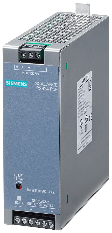 6GK5924-0PS00-1AA2 Fuente de alimentación SCALANCE PS924 PoE, 24 V DC -&gt; 54 V DC/1,6 A NEC Class