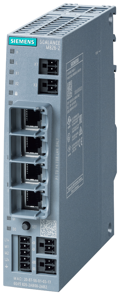 6GK5826-2AB00-2AB2 SCALANCE M826-2, router SHDSL (Ethernet &lt;-&gt; cable de 2/4 hilos), VPN, fire