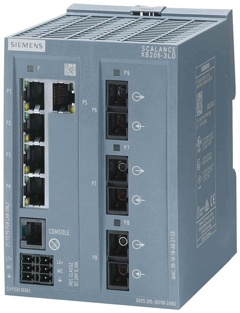 6GK5205-3BF00-2TB2 SCALANCE XB205-3LD manageable Layer 2 IE Switch, 5 puertos RJ45 10/100 Mbits/s, 