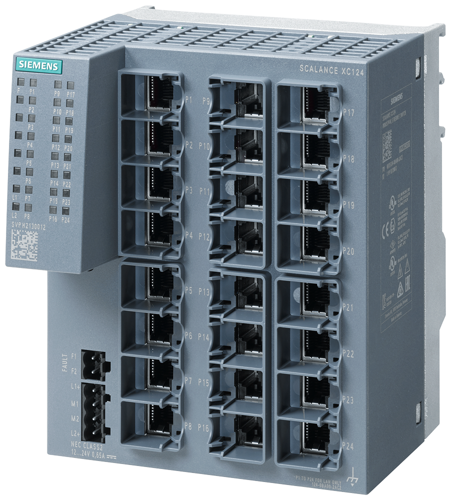 6GK5124-0BA00-2AC2 SCALANCE XC124, IE unmanaged switch, 24x 10/100 Mbits/s puertos RJ45, diagnóstic