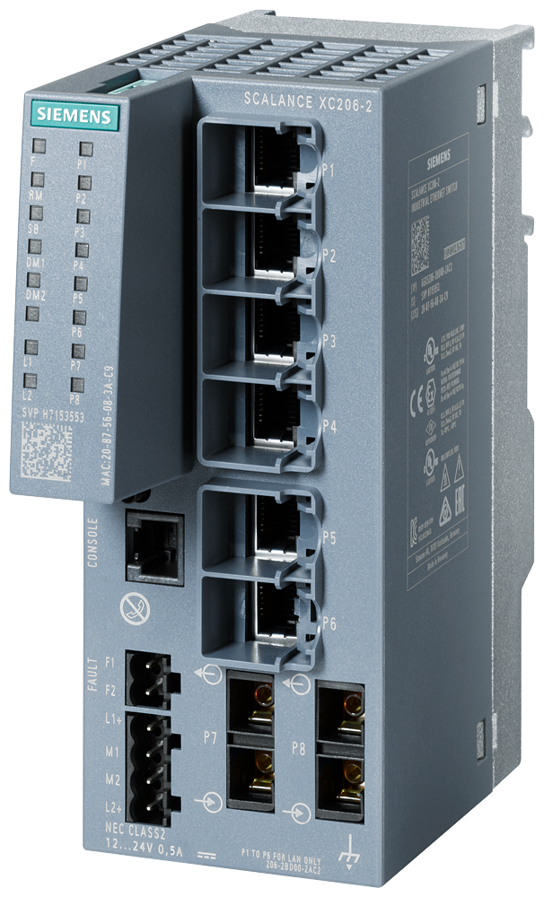 6GK5206-2BD00-2AC2 SCALANCE XC206-2 manageable Layer 2 IE Switch; con certificación IEC 62443-4-2; 