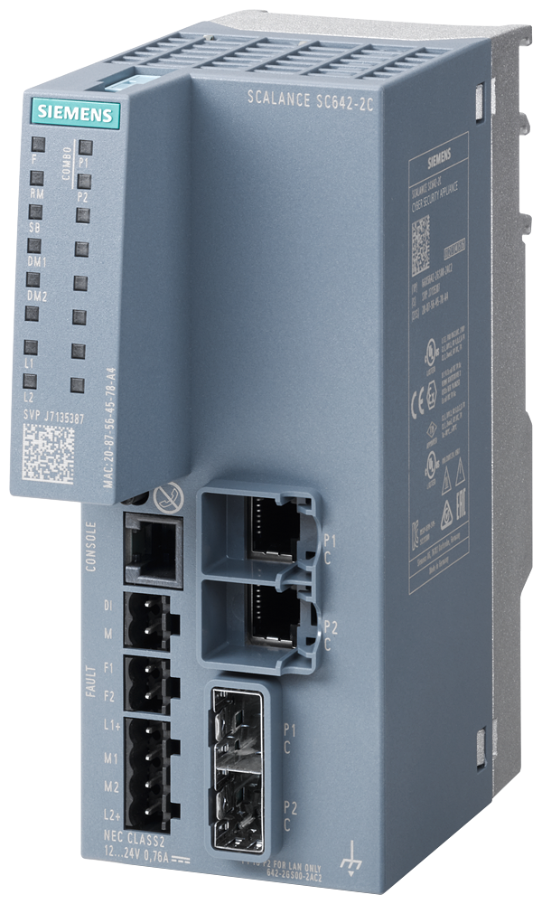 6GK5642-2GS00-2AC2 SCALANCE SC642-2C Industrial Security Appliance, firewall, VPN, 2 combinados