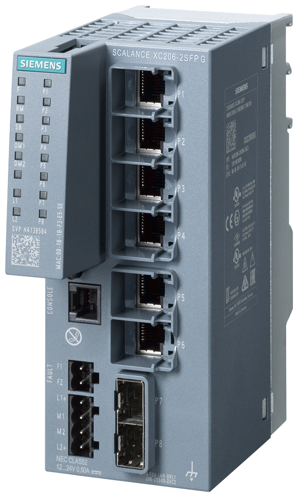 6GK5206-2GS00-2TC2 SCALANCE XC206-2SFP G (E/IP) manageable Layer 2 IE Switch; con certificación IEC