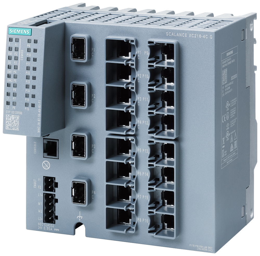 6GK5216-4GS00-2TC2 SCALANCE XC216-4C G (E/IP) manageable Layer 2 IE Switch; con certificación IEC 6