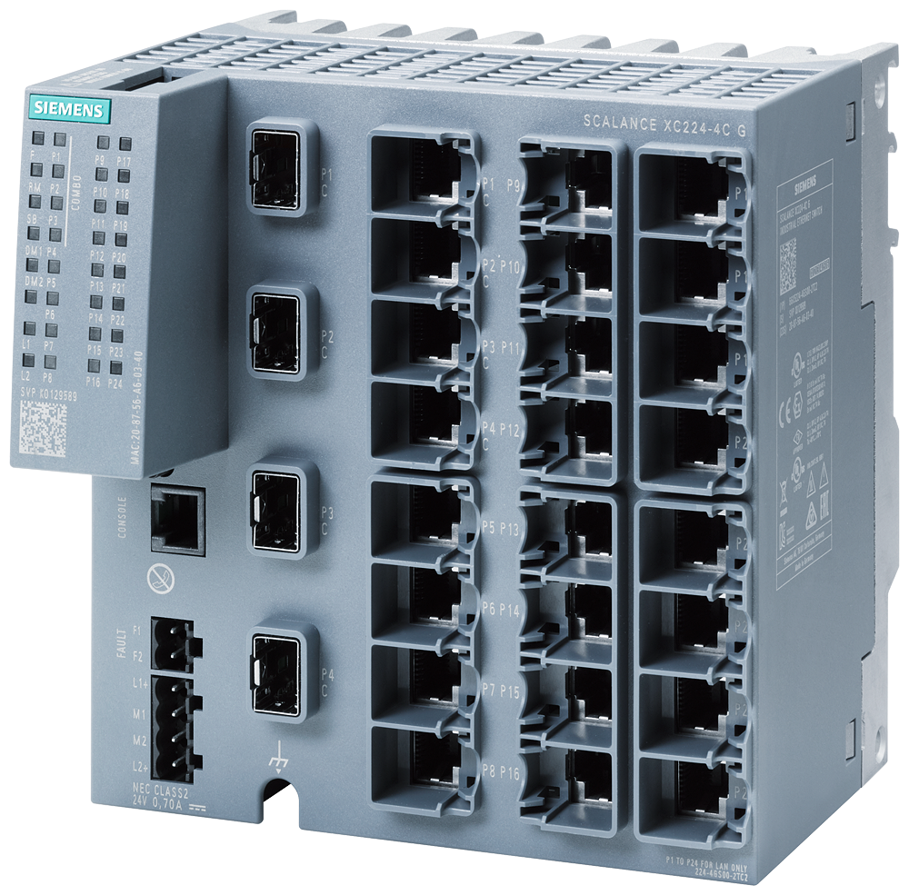 6GK5224-4GS00-2TC2 SCALANCE XC224-4C G (E/IP) manageable Layer 2 IE Switch; con certificación IEC 6
