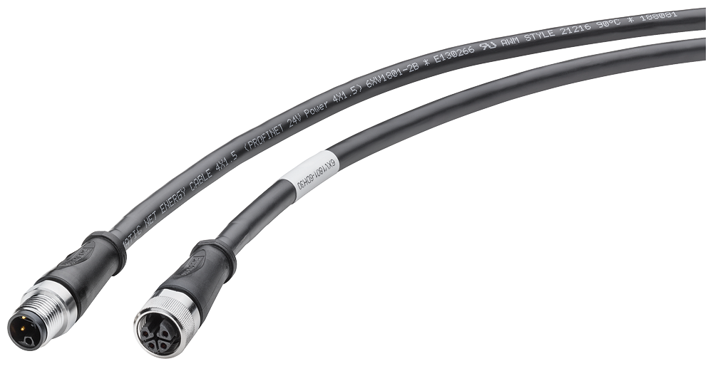 6XV1801-6DH30 Power Connecting Cable M12-180/M12-180, codificación L, 4 polos, 3 m, para ET200