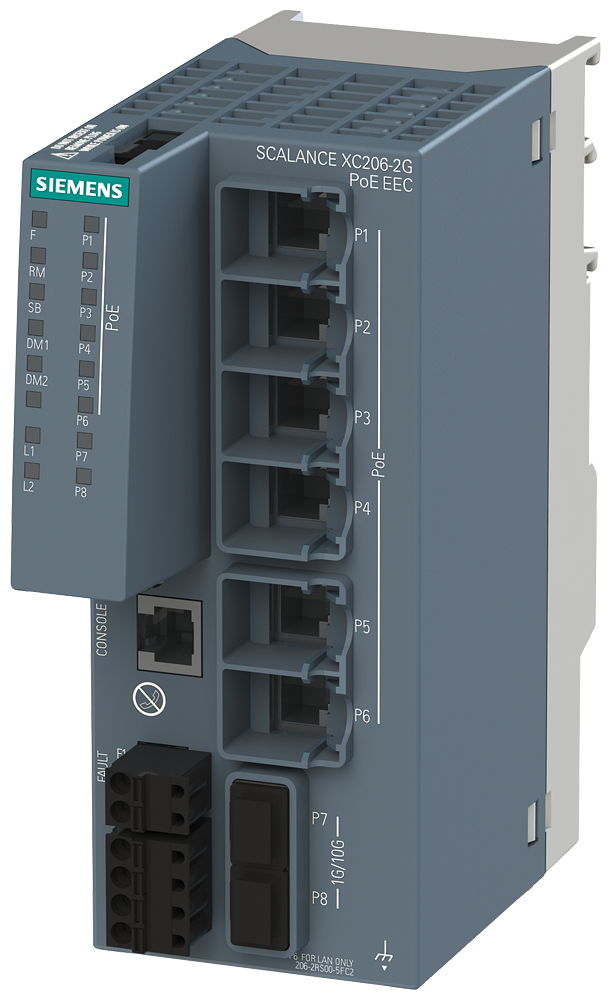 6GK5206-2RS00-5FC2 SCALANCE XC206-2G PoE EEC manag eable Layer 2 IE PoE Switch; con certificación I