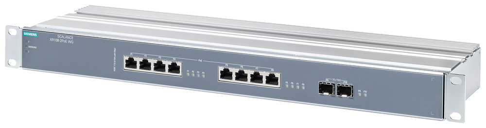 6GK5108-2QS00-3AR3 SCALANCE XR108-2PoE WG; unmanaged IE Switch; rack de 19"; 8 puertos eléctricos 1