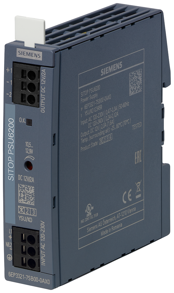 6EP3321-7SB00-0AX0 Fuente de alimentación SITOP PSU6200, monofásica 12 V DC/2 A