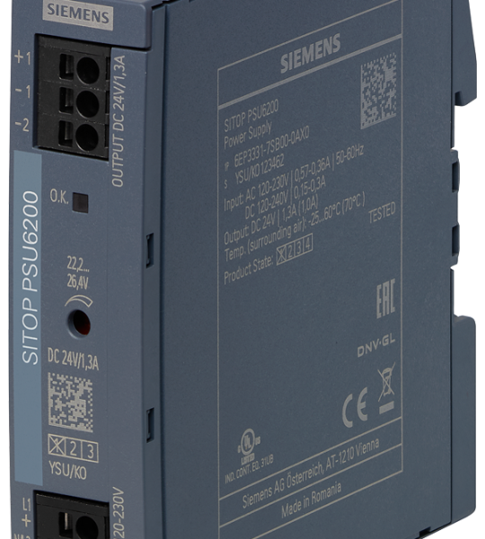 6EP3331-7SB00-0AX0 Fuente de alimentación SITOP PSU6200, monofásica 24 V DC/1,3 A