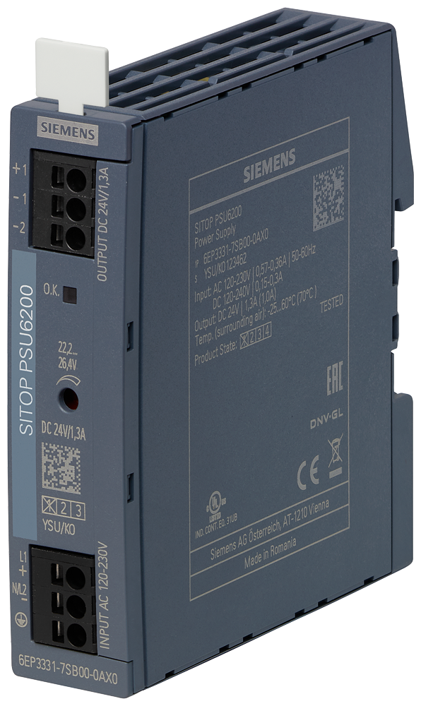 6EP3331-7SB00-0AX0 Fuente de alimentación SITOP PSU6200, monofásica 24 V DC/1,3 A