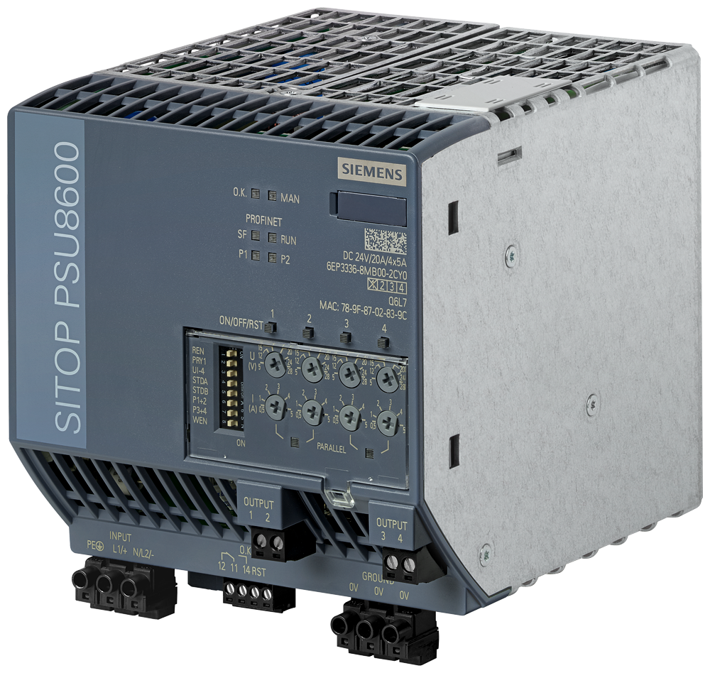 6EP3336-8MB00-2CY0 Sistema de alimentación SITOP PSU8600 1AC 24 V DC/20 A/4x5 A PN/IE