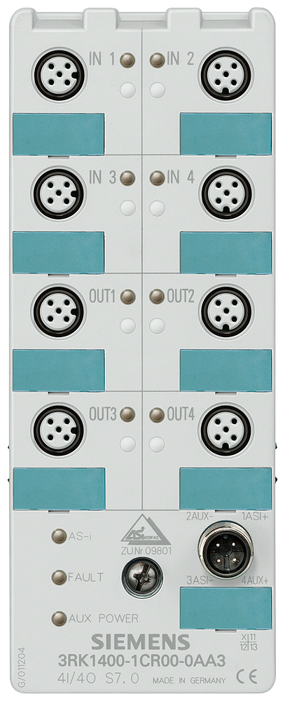 3RK1400-1CR00-0AA3 Módulo compacto AS-i, IP68, digital, 4E/4S, 4 × 1 entr., máx. 200 mA