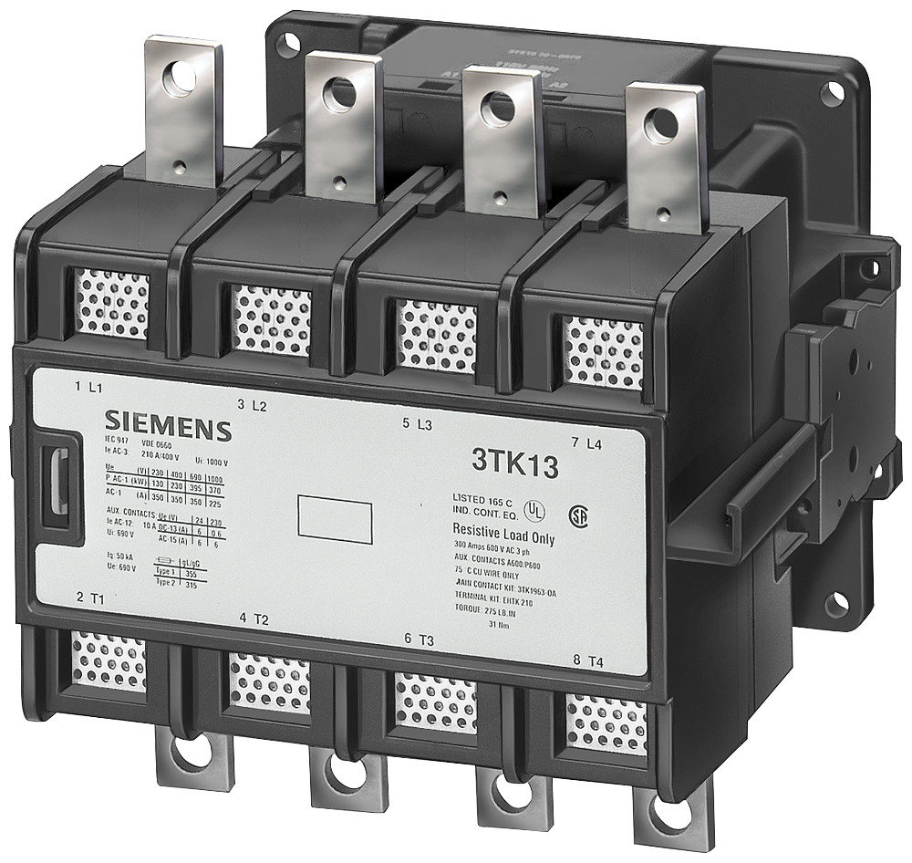 3TK1542-0AP0 Contactor AC-1, 4 polos, 800 A, contactos principales 4 NA, contactos aux. 2 NA 