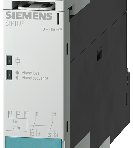 3UG4512-2BR20 Relé de vigilancia, analógico, corte de fase y secuencia de fases, 3 × 160-690 V