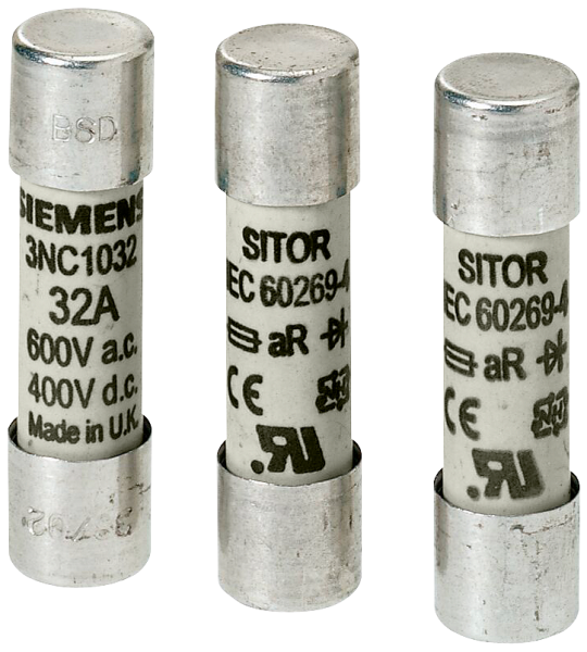 3NC1010-0MK Cartucho fusible cilíndrico SITOR, 10 x 38 mm, 10 A, gR, Un AC: 690 V, Un DC: 44