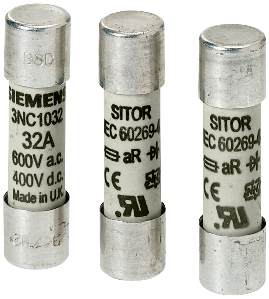 3NC1410 Cartucho fusible cilíndrico SITOR, 14 × 51 mm, 10 A, aR, Un AC: 690 V, Un DC: 70
