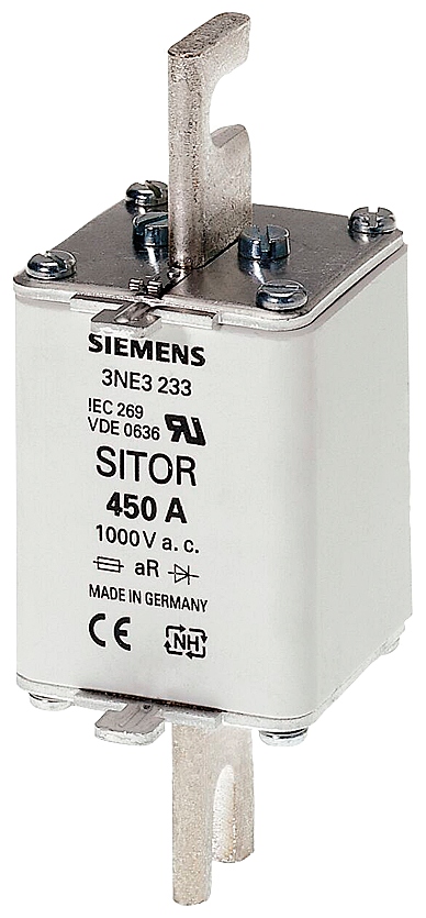 3NE3222 Cartucho fusible SITOR, con contactos de cuchilla ranurados, NH1, In: 125 A