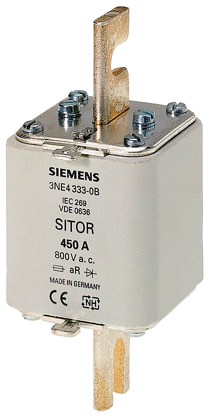 3NE4334-0B Cartucho fusible SITOR, con contactos de cuchilla ranurados, NH2, In: 500 A