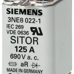 3NE1021-2 Cartucho fusible SITOR, con contactos de cuchilla, NH00, In: 100 A, gR, Un AC: 6