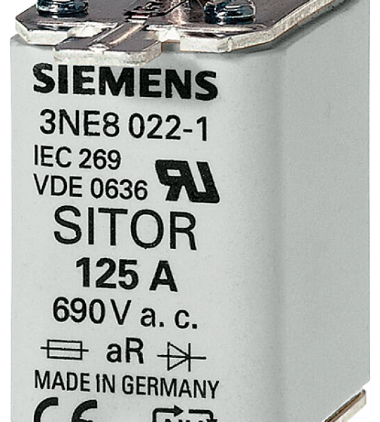 3NE1021-2 Cartucho fusible SITOR, con contactos de cuchilla, NH00, In: 100 A, gR, Un AC: 6