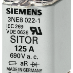 3NE8017-1 Cartucho fusible SITOR, con contactos de cuchilla, NH00, In: 50 A, gR, Un AC: 69