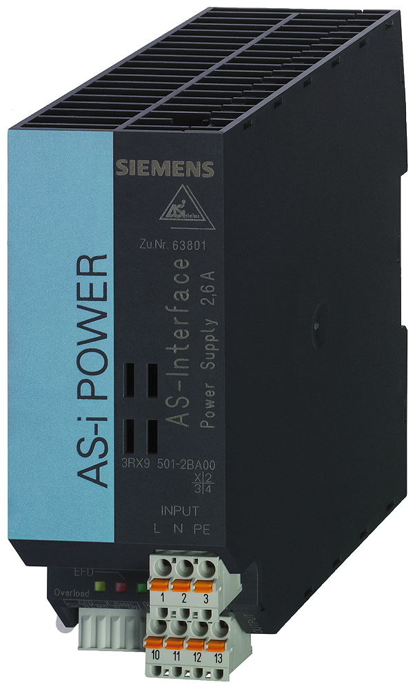 3RX9501-2BA00 AS-i Power 2,6 A, máx. 100 W, 120 V AC/230 V, IP20, fuente de alimentación AS-i,