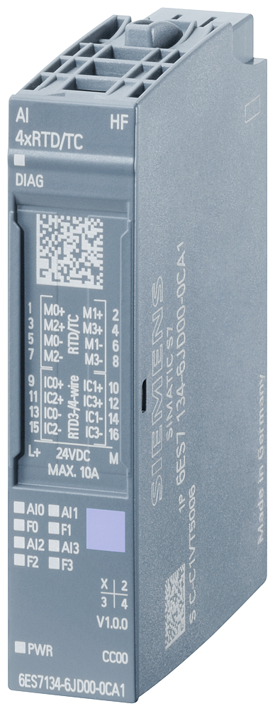 6ES7134-6JD00-2CA1 SIMATIC ET 200SP AI 4xRTD/TC 2-/3-/4-wire HF UE 10