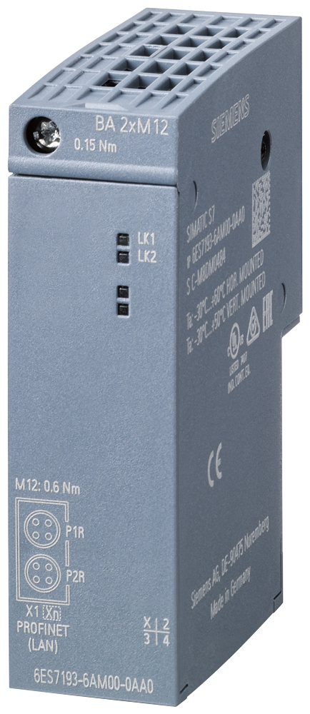 6AG1193-6AM00-7AA0 SIPLUS ET 200SP BusAdapter BA 2x M12 -40 ... +70 °C con revestimiento conformado